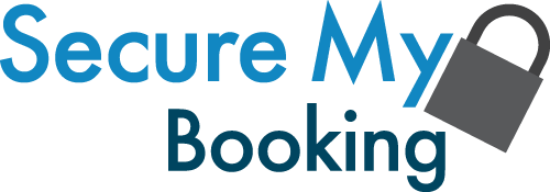 Secure My Booking logo with a padlock as part of the text based logo.